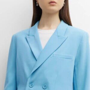 GREY VEN NWT $495 Mulberry Peak-Lapel Double-Breasted Blazer in Blue L